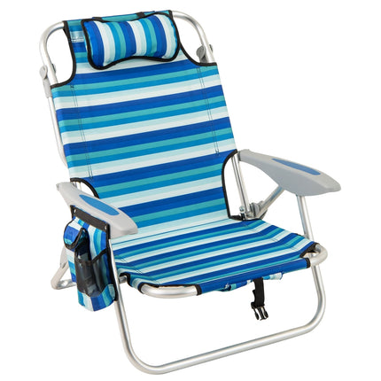 Folding Beach Chair with Adjustable Backrest & Cooler