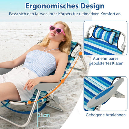 Folding Beach Chair with Adjustable Backrest & Cooler