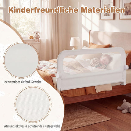 Folding Bed Rail with Removable Cover, 120x60 cm, White