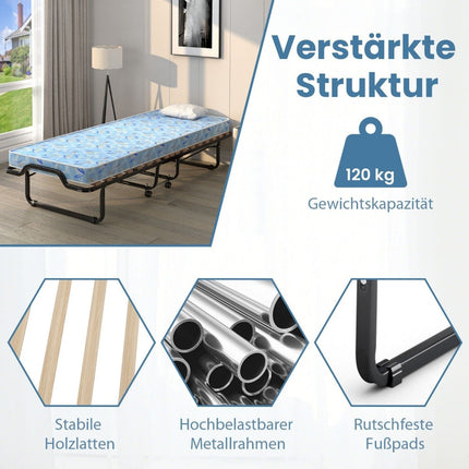 Folding Bed with Memory Foam Mattress, 110 kg Capacity