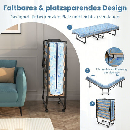 Folding Bed with Memory Foam Mattress, 110 kg Capacity