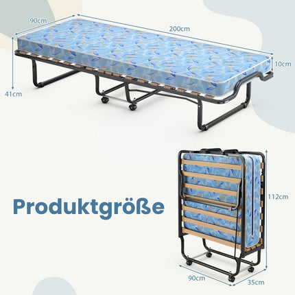 Folding Bed with Memory Foam Mattress, 110 kg Capacity