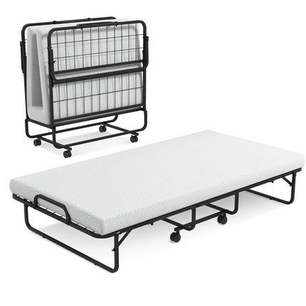 Folding Bed with Memory Foam Mattress & Sturdy Metal Frame Portable Rollaway Bed