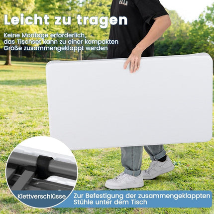 Folding Beer Garden Set with 2 Benches & 1 Table