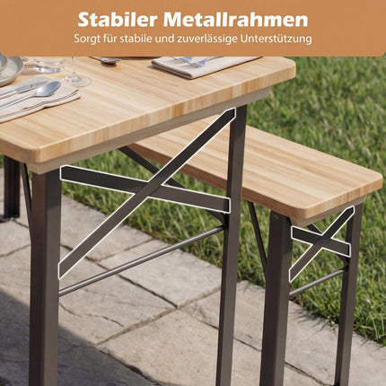 Folding Beer Garden Set with Table and 2 Benches, 118 cm