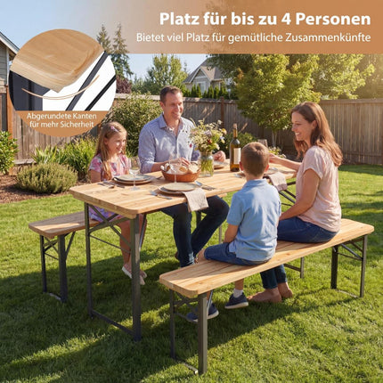 Folding Beer Garden Set with Table and 2 Benches, 118 cm