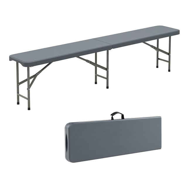 Opklapbare bank 180 cm, HDPE, metalen poten, draagvermogen 600 kg