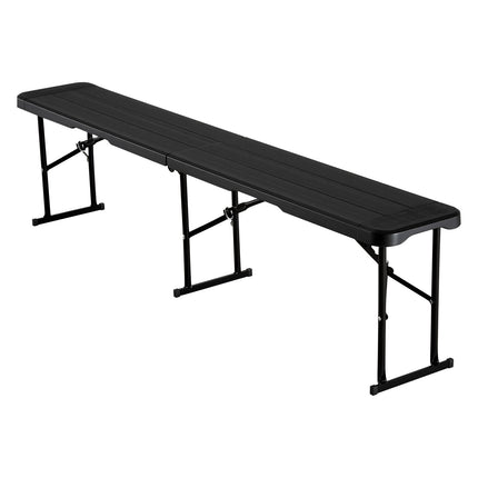 Folding Bench 6 Ft HDPE, 2-Pack with Carry Bags, Black