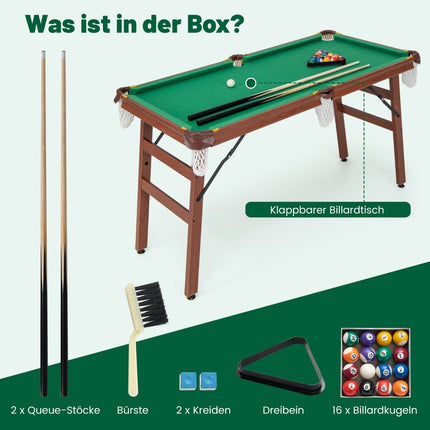 Folding Billiard Table Set with Cues, Balls, Chalk, 138cm