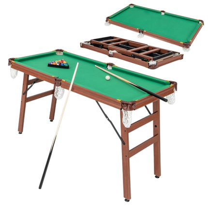 Folding Billiard Table Set with Cues, Balls, Chalk, 138cm