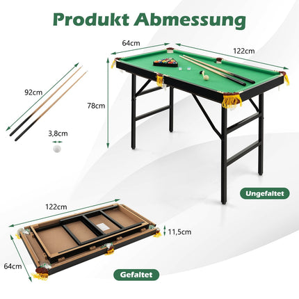 Folding Billiard Table with Accessories, 122 cm, Green