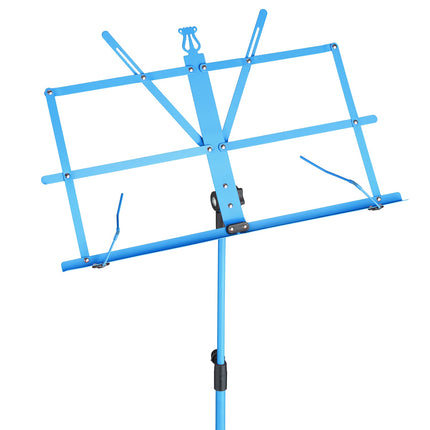 Folding Blue Metal Sheet Music Stand, Adjustable Height