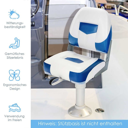 Folding Boat Chairs Set of 2, Blue/White, 110kg Capacity