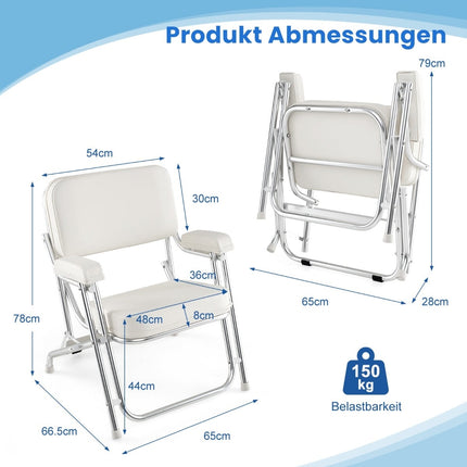 Folding Boat Chair with Padded Seat & Adjustable Backrest