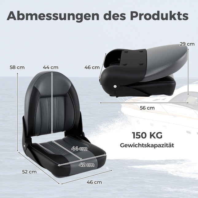 Folding Boat Seat Set, 2-Pack, 7cm Foam Padding