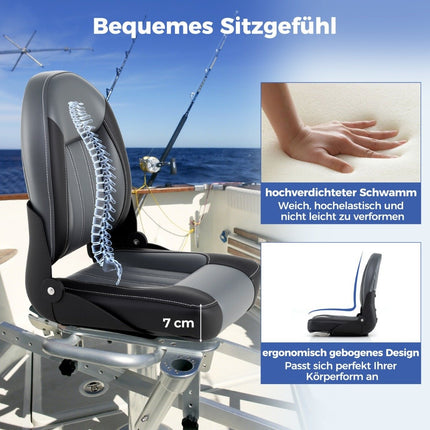Folding Boat Seat Set, 2-Pack, 7cm Foam Padding