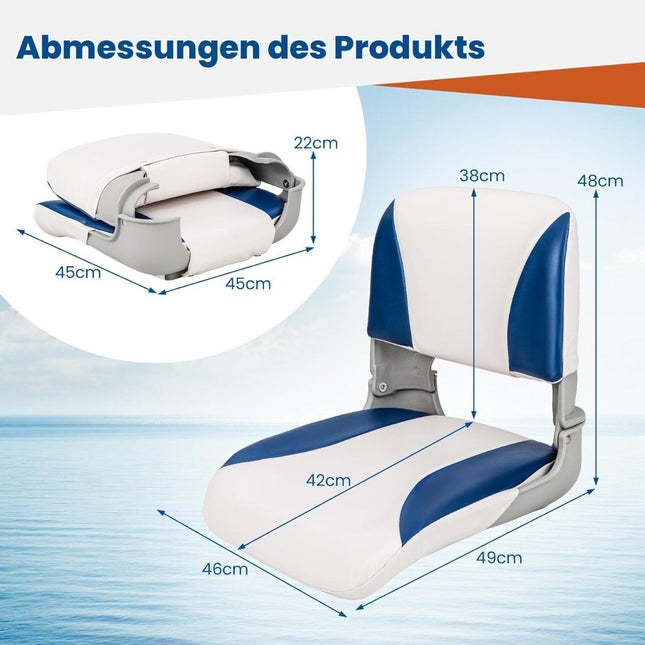 Folding Boat Seat Set with Foam Padding, Waterproof, 2-Pack