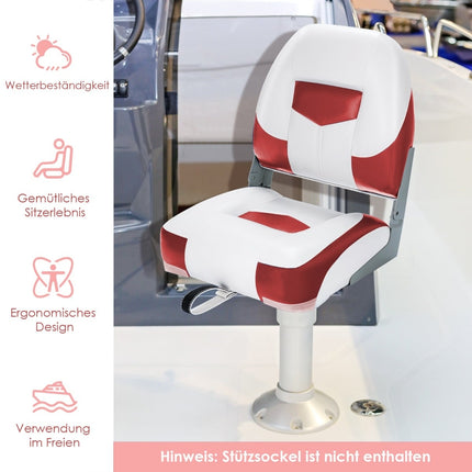 Folding Boat Seats, 2-Pack, Red/White, 110kg Capacity