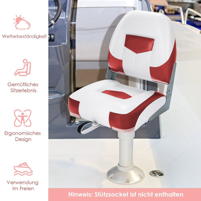 Folding Boat Seats, 2-Pack, Red/White, 110kg Capacity