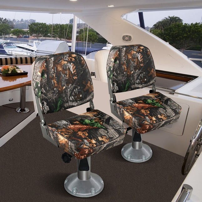 Folding Boat Seats, 2-Pack, Waterproof Camouflage