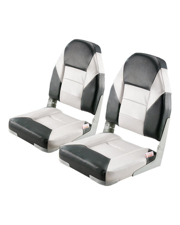Folding Boat Seats, High-Back, Waterproof PVC, 2-Pack