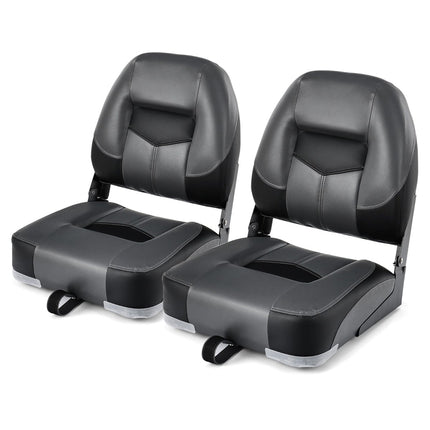 Folding Boat Seats Set, Black, Foam Padded, 110kg Capacity