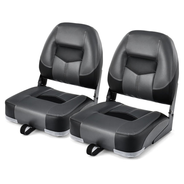 Folding Boat Seats Set, Black, Foam Padded, 110kg Capacity