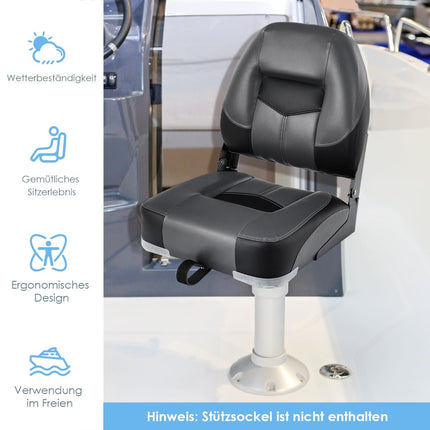 Folding Boat Seats Set, Black, Foam Padded, 110kg Capacity