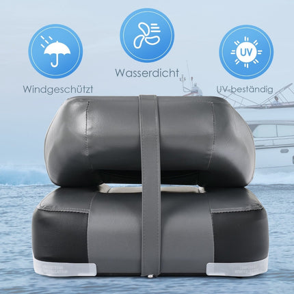 Folding Boat Seats Set, Black, Foam Padded, 110kg Capacity