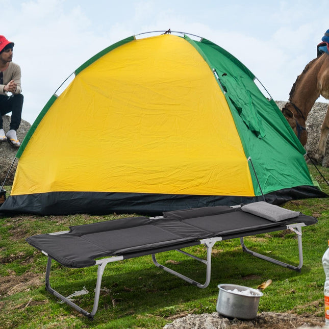 Lightweight portable camping bed with pillow, 183x66x33cm