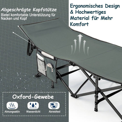 Folding Camping Bed Durable Travel Bed 190 x 70 x 54 cm Gray