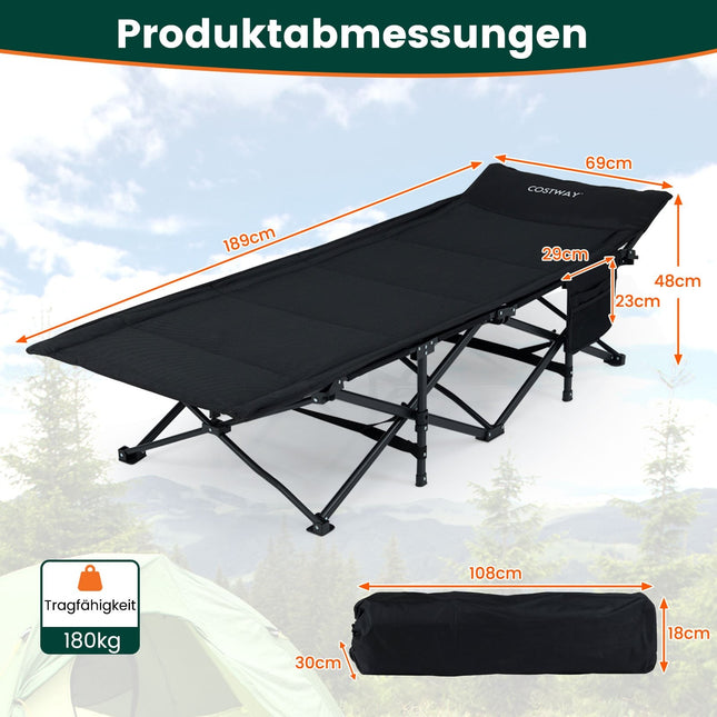Folding Camping Bed for Adults with 10-Point Support System