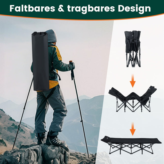 Folding Camping Bed for Adults with 10-Point Support System