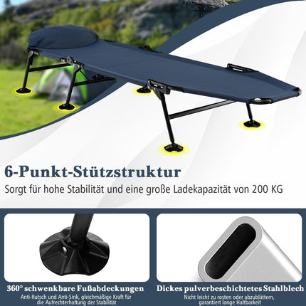 Folding Camping Bed with Adjustable Backrest and Mattress