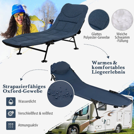 Folding Camping Bed with Adjustable Backrest and Mattress