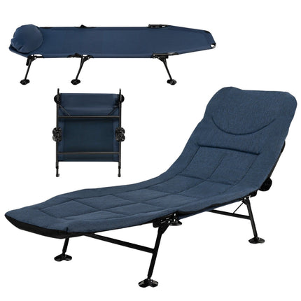 Folding Camping Bed with Adjustable Backrest and Mattress