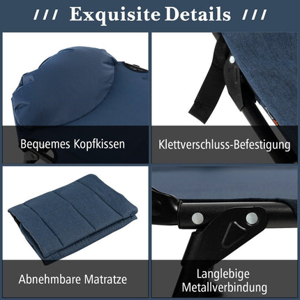 Folding Camping Bed with Adjustable Backrest and Mattress