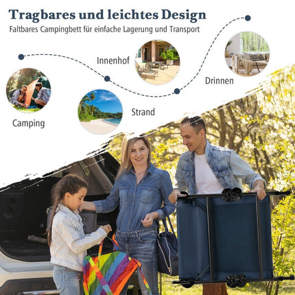Folding Camping Bed with Adjustable Backrest and Mattress