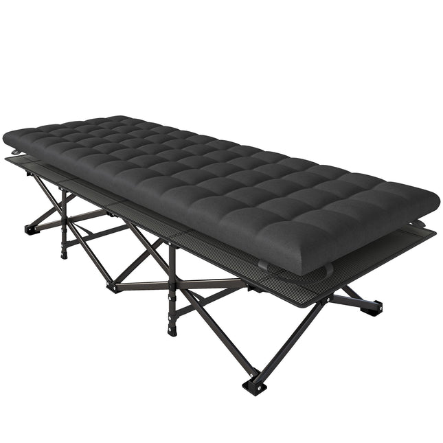 Folding Camping Bed with Carry Bag, 200kg Capacity, Black