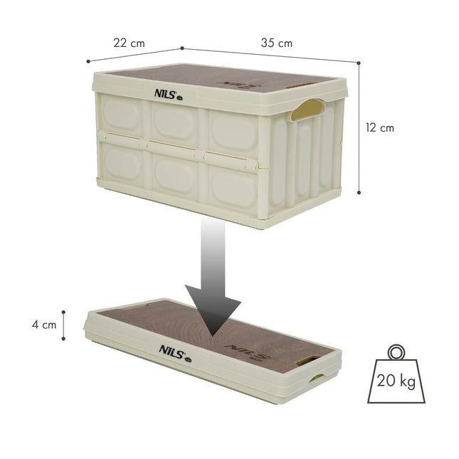 Folding Camping Box with Lid, 15L, White