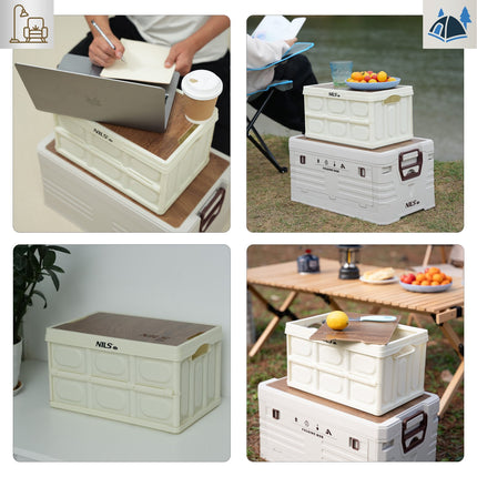 Folding Camping Box with Lid, 15L, White