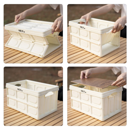 Folding Camping Box with Lid, 15L, White