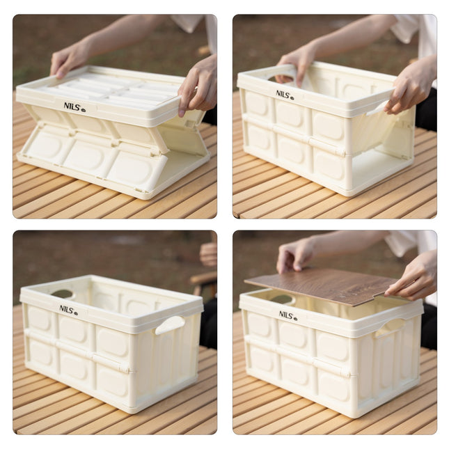Folding Camping Box with Lid, 15L, White