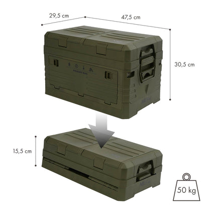 Folding Camping Box with Lid, Green, 50L