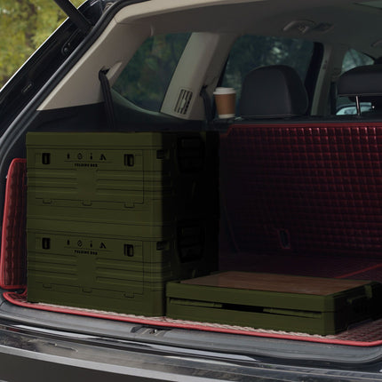 Folding Camping Box with Lid & Table – 32L, Green