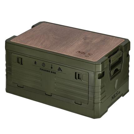 Folding Camping Box with Lid & Table – 32L, Green