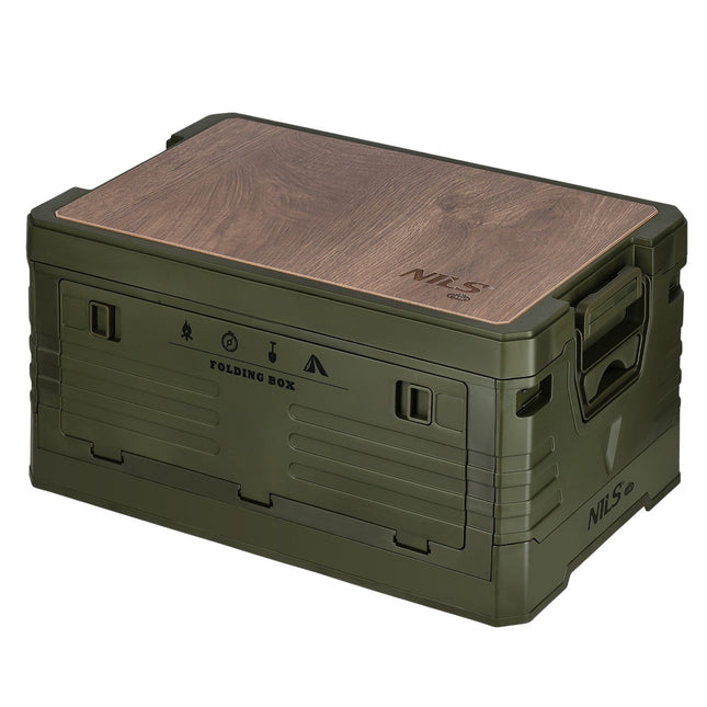 Folding Camping Box with Lid & Table – 32L, Green