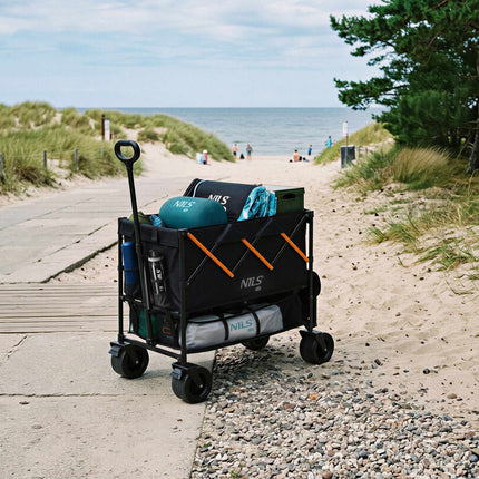 Folding Camping Cart, 160L Capacity, Black-Orange