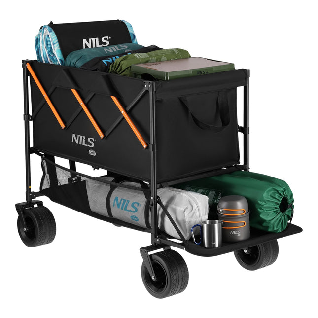 Folding Camping Cart, 160L Capacity, Black-Orange