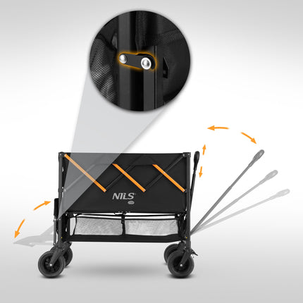 Folding Camping Cart, 160L Capacity, Black-Orange